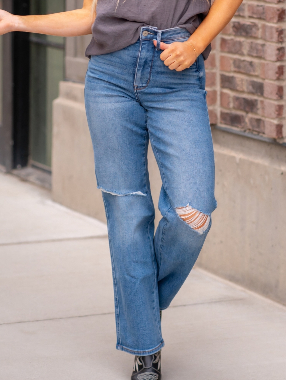 Judy Blue | Straight High Rise Tummy Control Mesium Wash Denim Jeans Womens 7/28